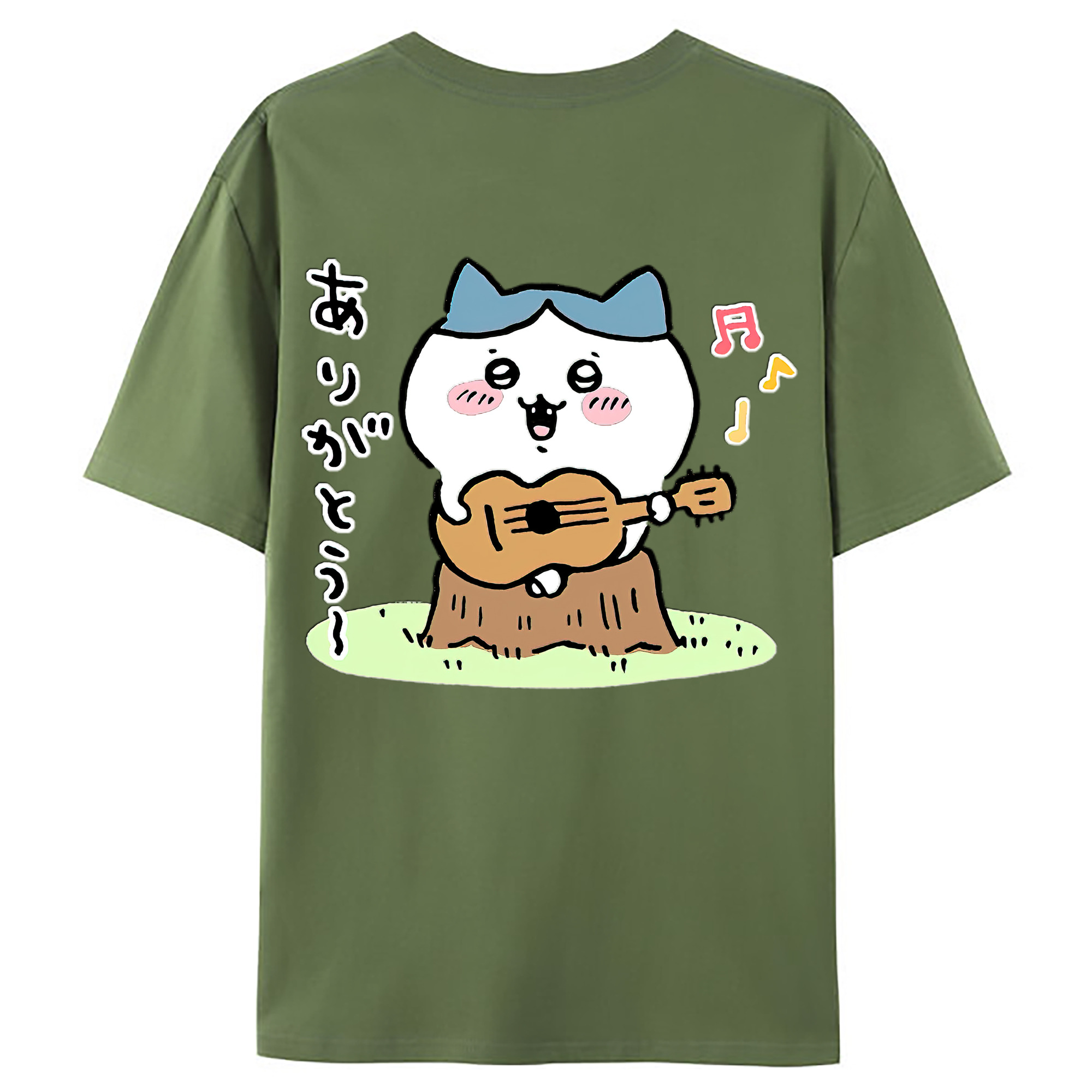 （画像用） ちいかわ ハチワレ Chii-kawa hachiware 綿100％ メンズ半袖Tシャツ（バックプリント） 通気性